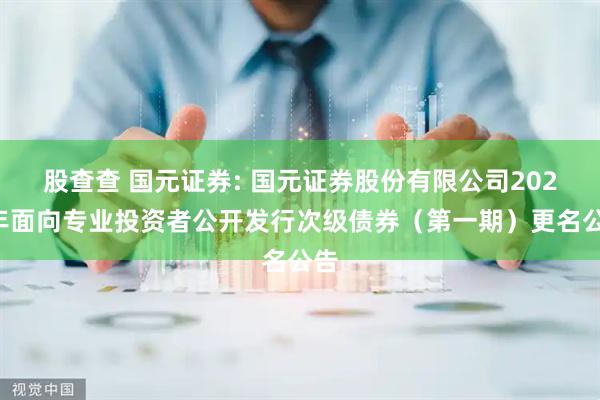 股查查 国元证券: 国元证券股份有限公司2025年面向专业投资者公开发行次级债券（第一期）更名公告
