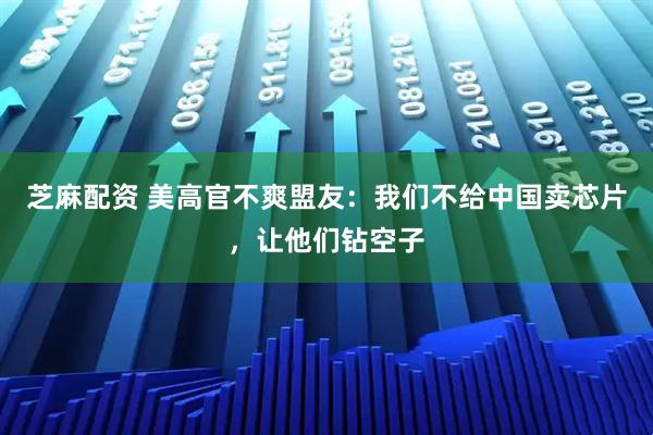 芝麻配资 美高官不爽盟友：我们不给中国卖芯片，让他们钻空子